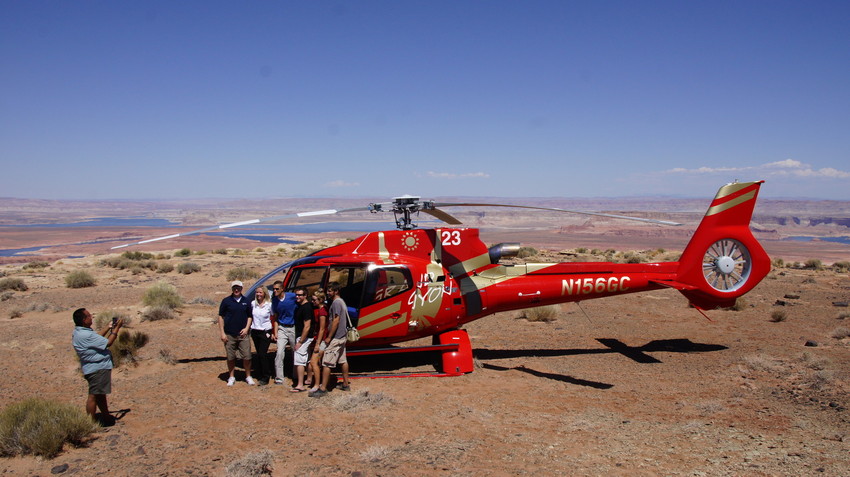 People getting ready to board their Horseshoe Bend Air Tour